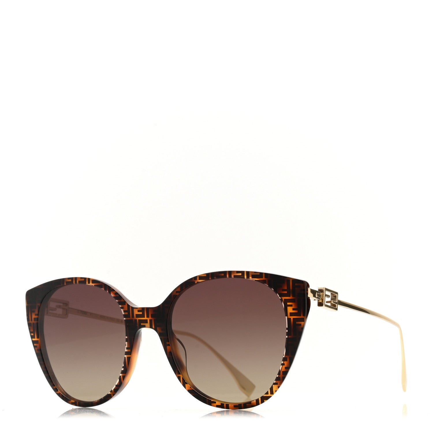 Fendi Metal Baguette Cat Eye Sunglasses FE400471 Havana 1 of 7