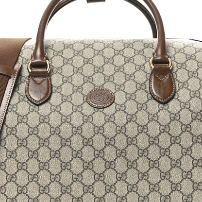 Gucci GG Supreme Monogram Azalea Calfskin Retro Interlocking G Large Duffle Bag Beige Ebony Brown Sugar 6 of 8