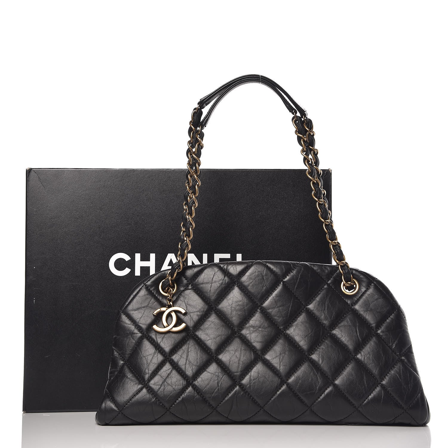 Chanel Aged Calfskin Medium Just Mademoiselle Bowling Bag Black 10 of 10