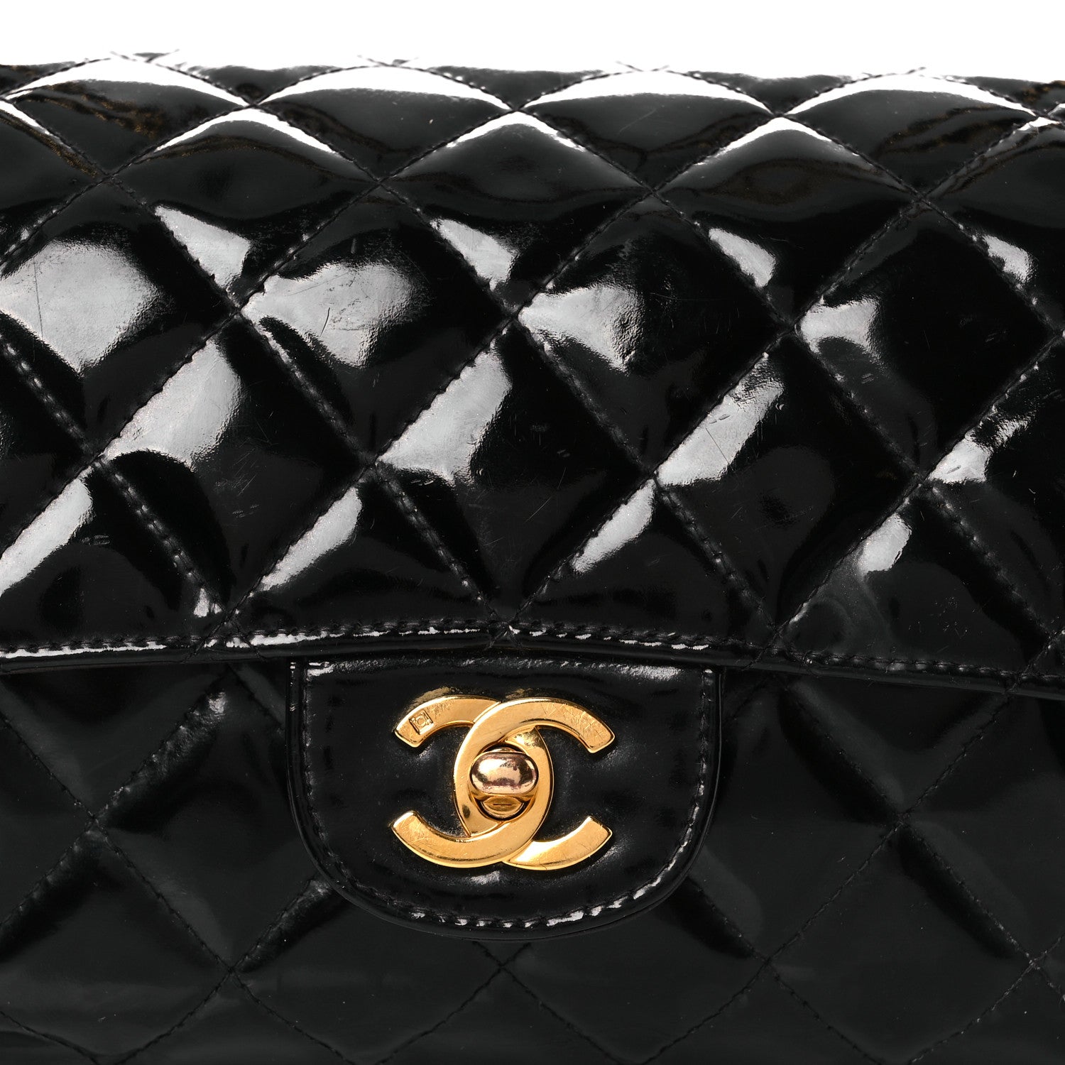 Chanel Patent Quilted Medium Double Sided Flap Black 9 of 17