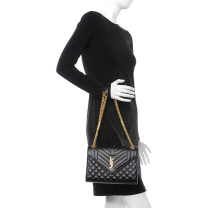 Saint Laurent Grain De Poudre Textured Mixed Matelasse Triquilt Medium Monogram Satchel Black 3 of 7