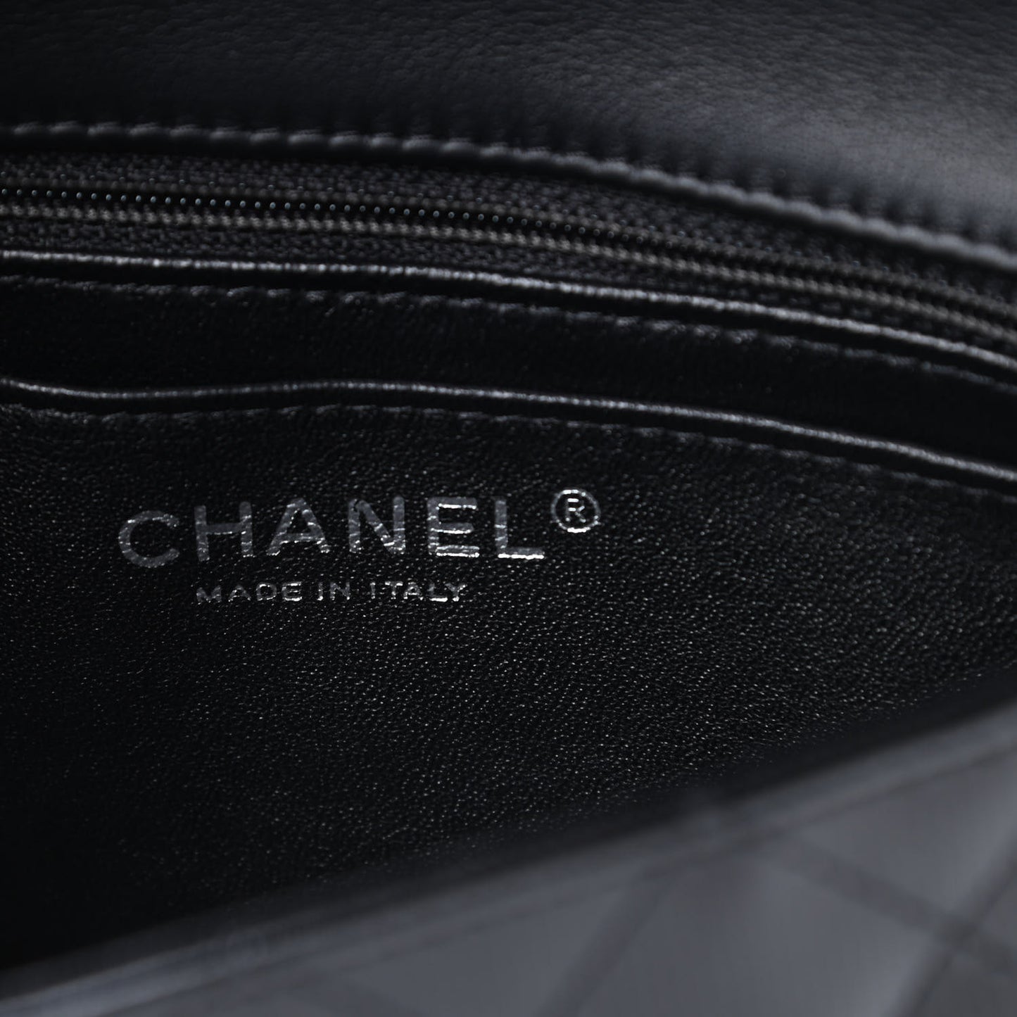 Striated Patent Calfskin Quilted Mini Rectangular Flap Black