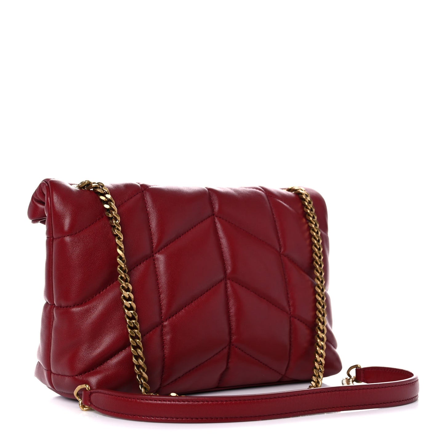 Lambskin Quilted Toy Loulou Puffer Monogram Chain Satchel Red