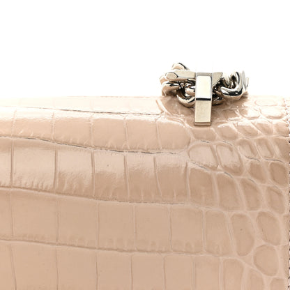 Alexander McQueen Shiny Crocodile Embossed Jeweled Satchel Sand 11 of 12