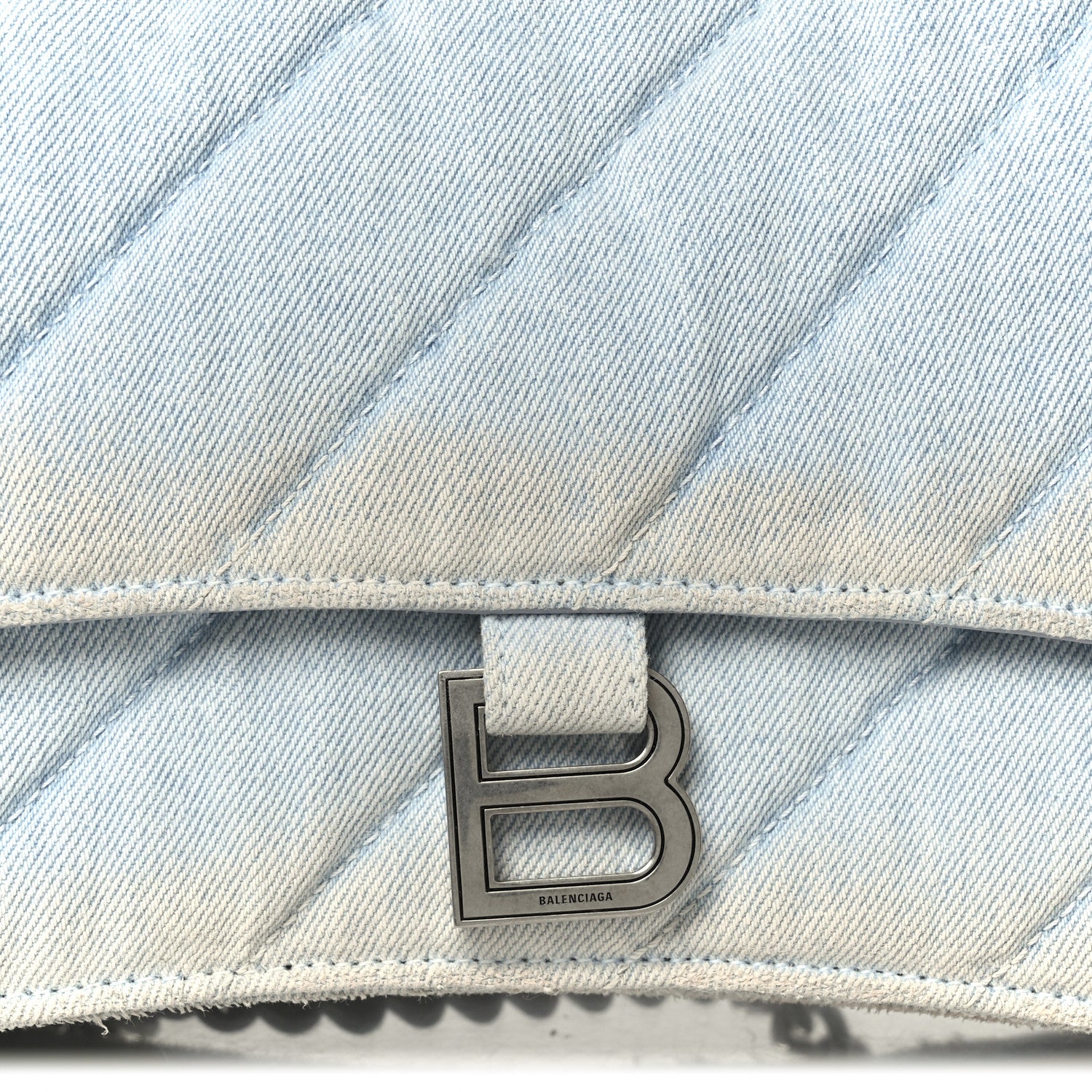 Balenciaga Crushed Washed Denim Quilted Medium Crush Chain Bag Pale Blue 8 of 10
