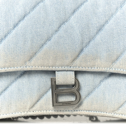 Balenciaga Crushed Washed Denim Quilted Medium Crush Chain Bag Pale Blue 8 of 10