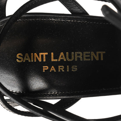 Saint Laurent Calfskin Tribute 95 Platform Espadrille Wedge Sandals 39.5 Black 8 of 9