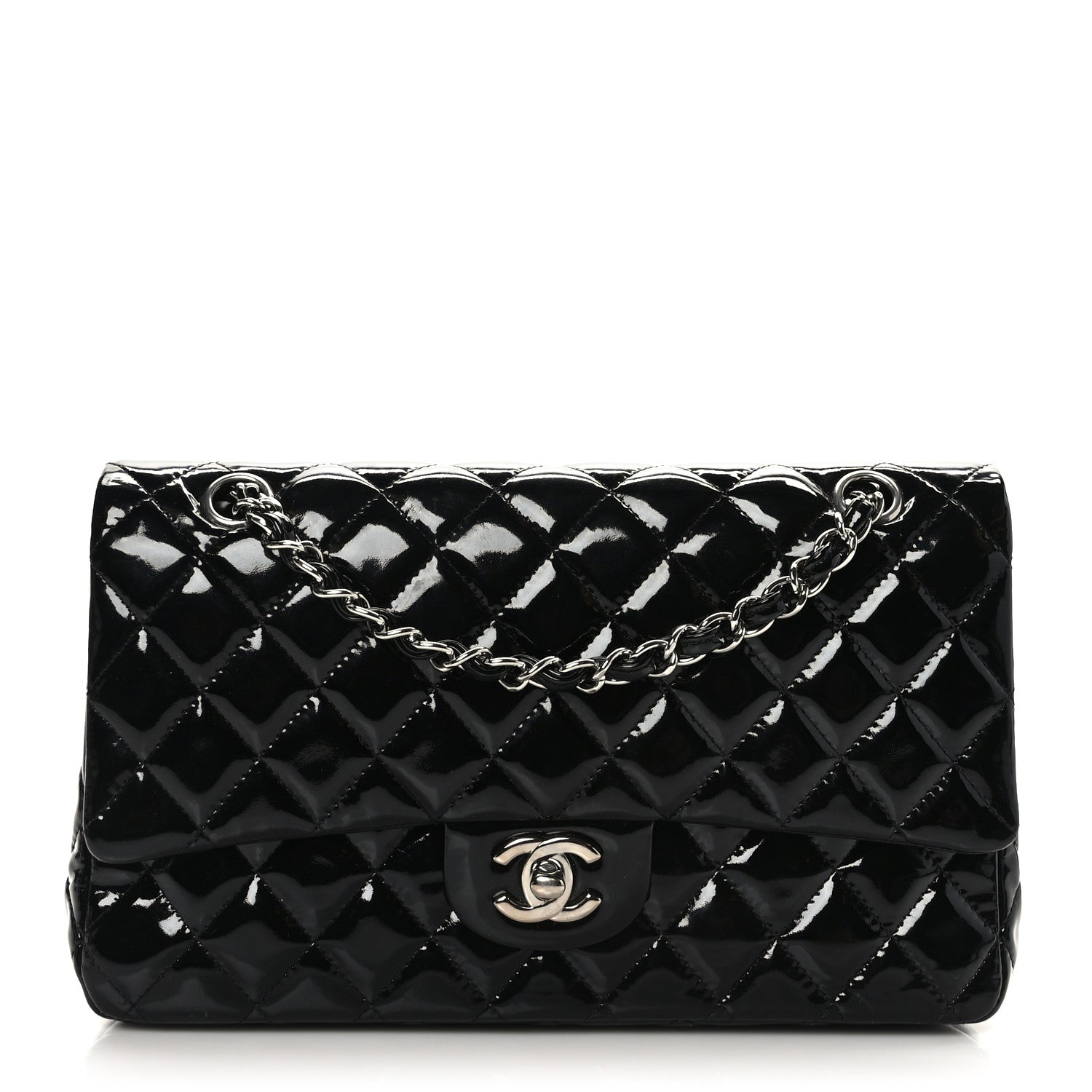 Chanel Patent Quilted Medium Double Flap Black 1 of 9
