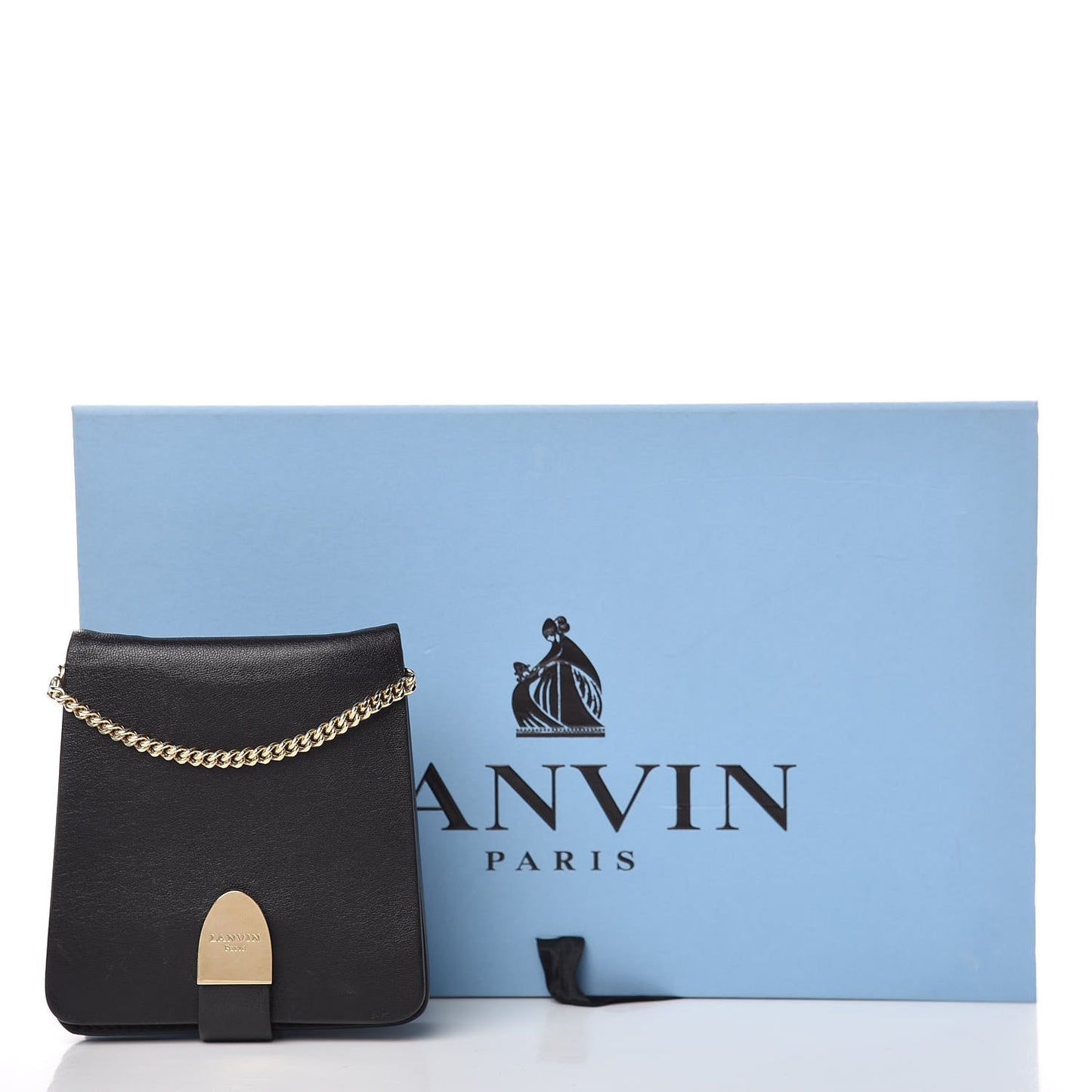 Lambskin Discret Chain Shoulder Bag Black