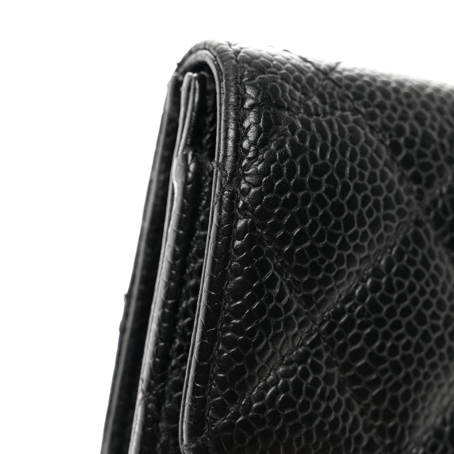 Caviar Quilted Flap Card Holder Black