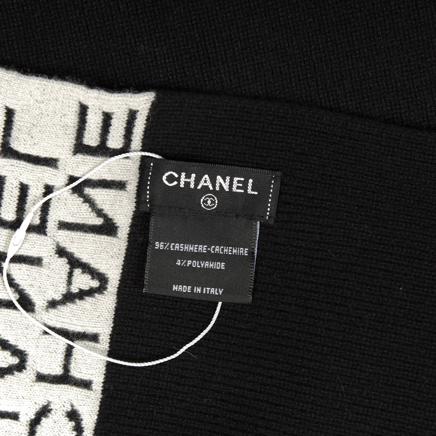 Cashmere Logo Scarf Black White