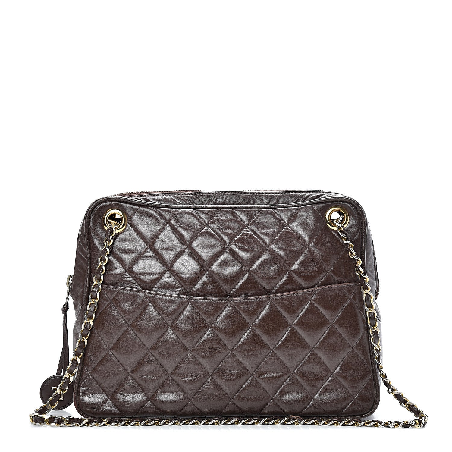 Chanel Lambskin Quilted Large Camera Case Brown 1 of 28