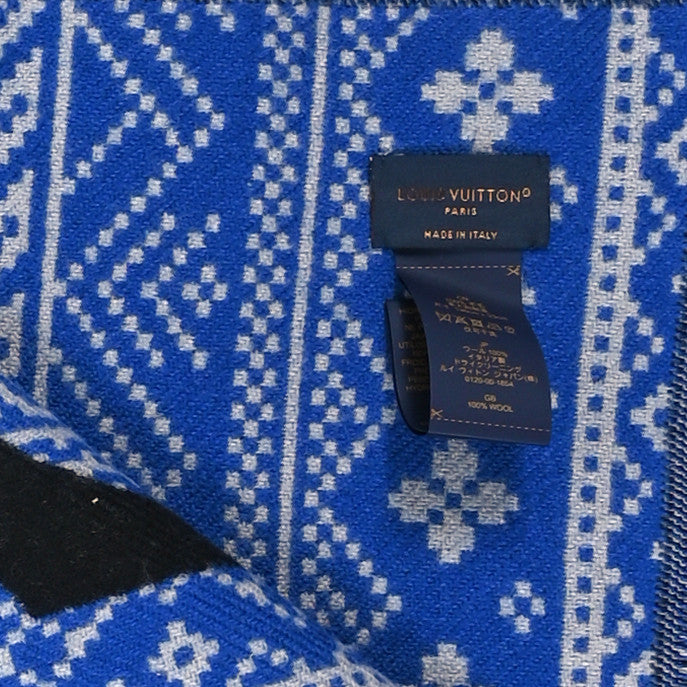 Louis Vuitton Wool Scarf Black Blue 3 of 3