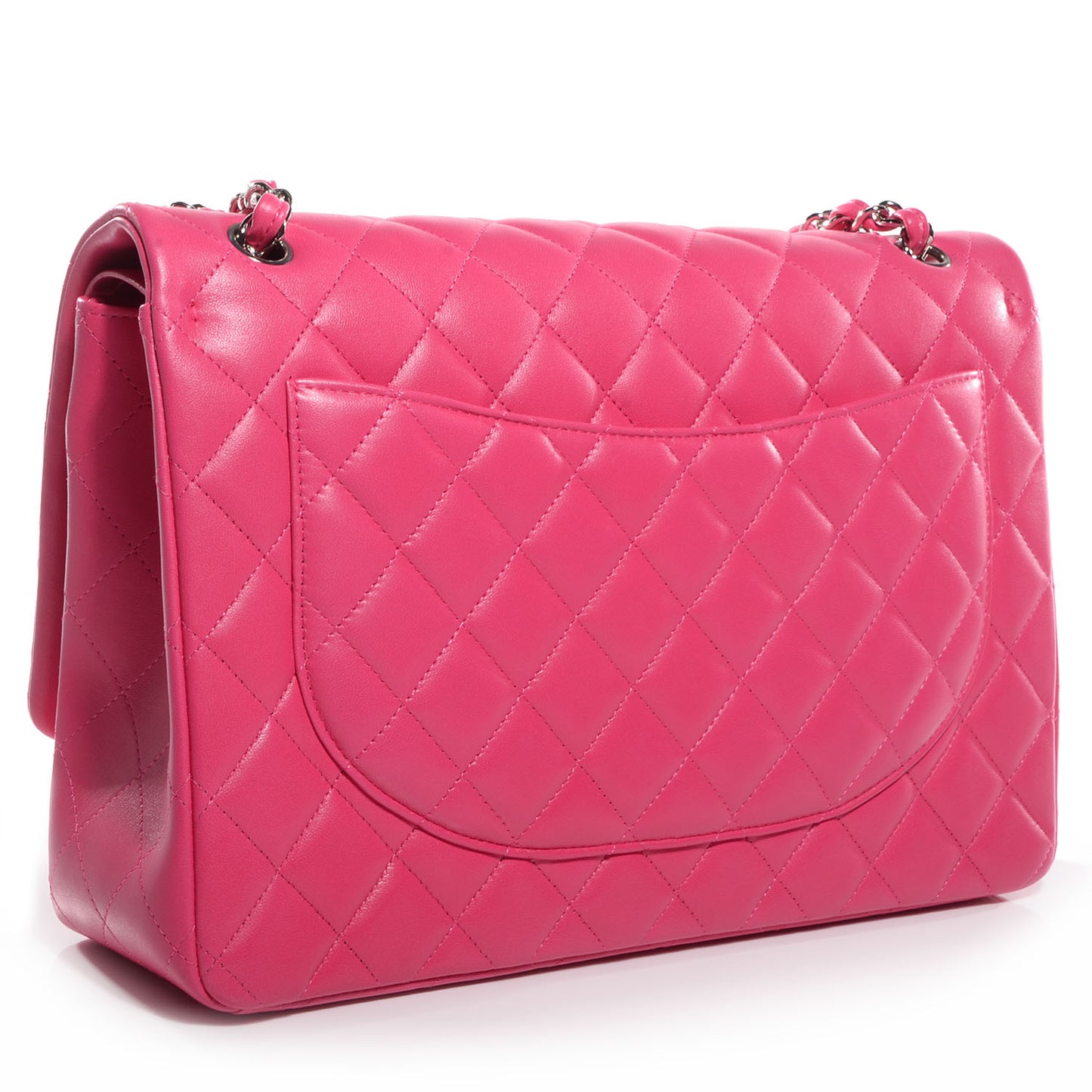 Lambskin Maxi Double Flap Dark Pink