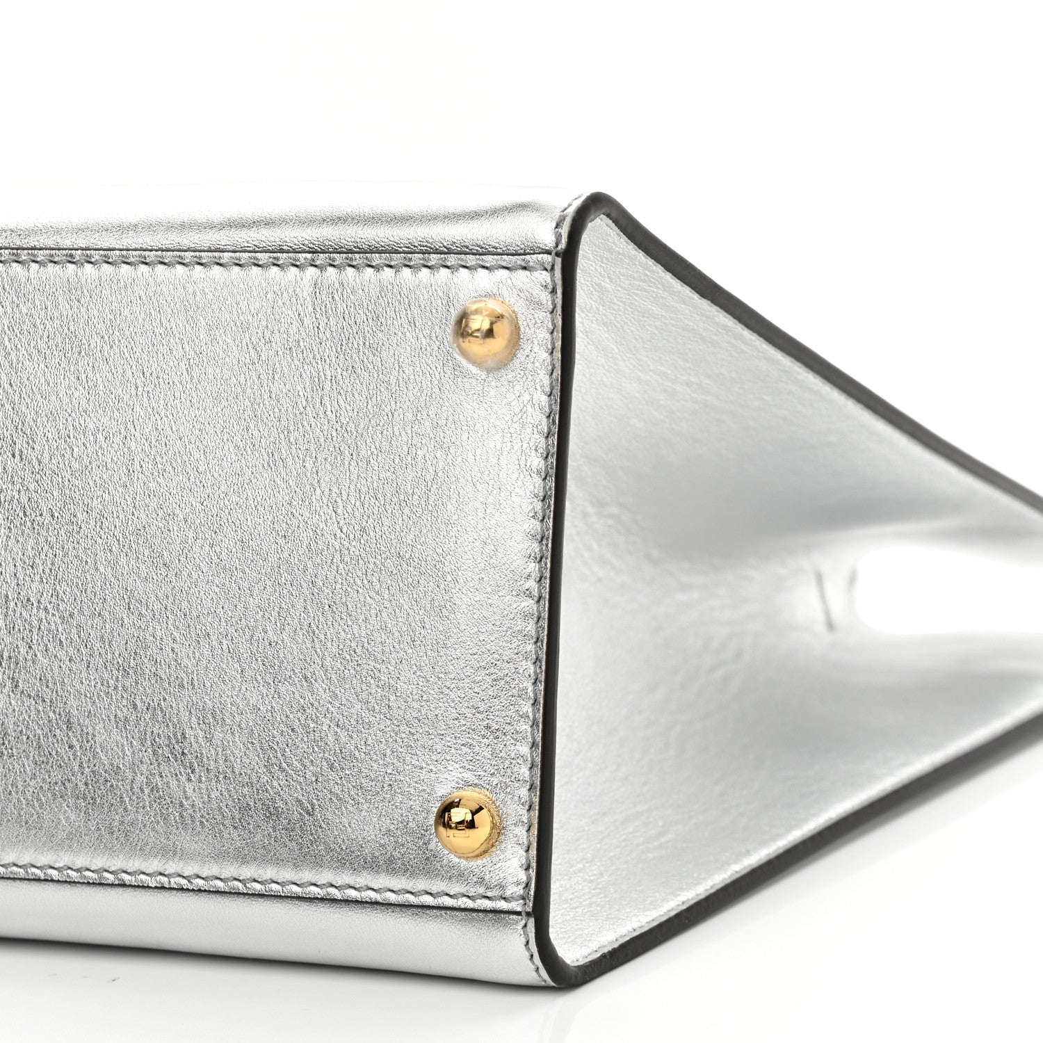 Fendi Vitello Catalan Mirror Plexiglass Logo Embossed Medium Fendi Sunshine Shopper Tote Argento 10 of 10
