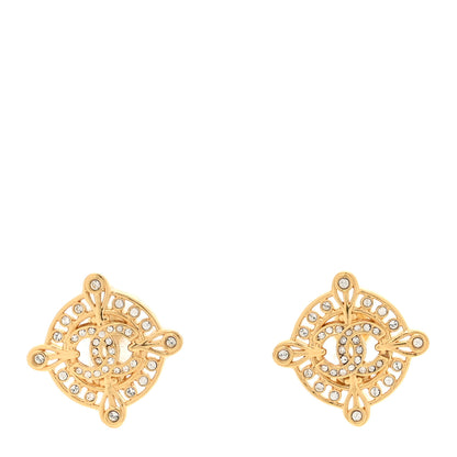 Chanel Crystal CC Chanel Earrings Gold 1 of 6