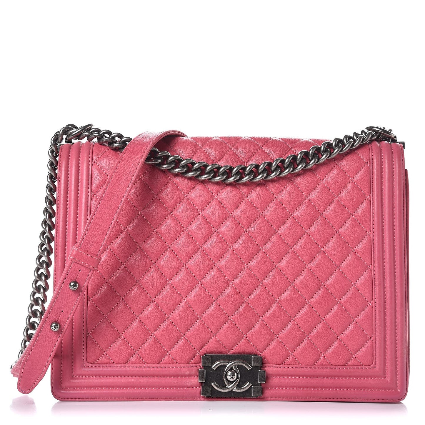 Calfskin Quilted Large Boy Flap Pink