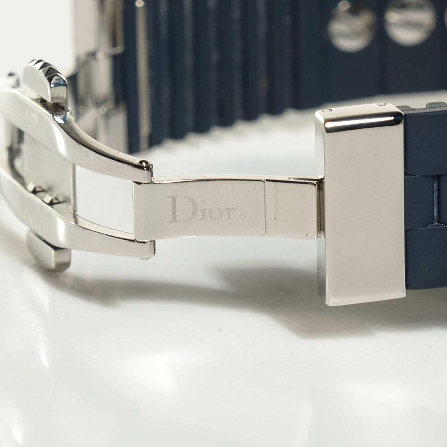 Christian Dior Stainless Steel Rubber Diamond Blue Sapphire 38mm Christal Chronograph Quartz Watch Blue 6 of 7