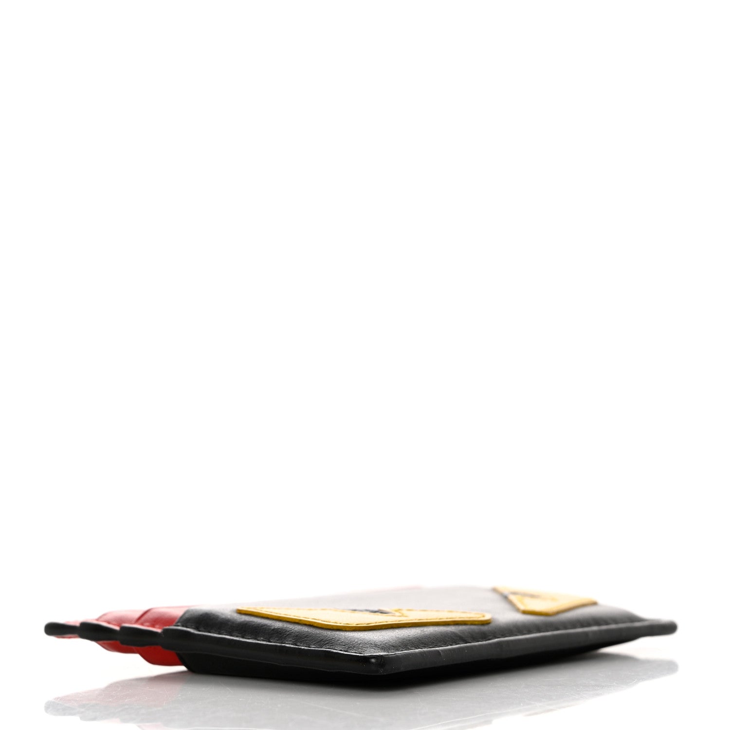 Fendi Vitello Century Monster Eyes Inlay Card Holder Black Giallo Rosso 4 of 10