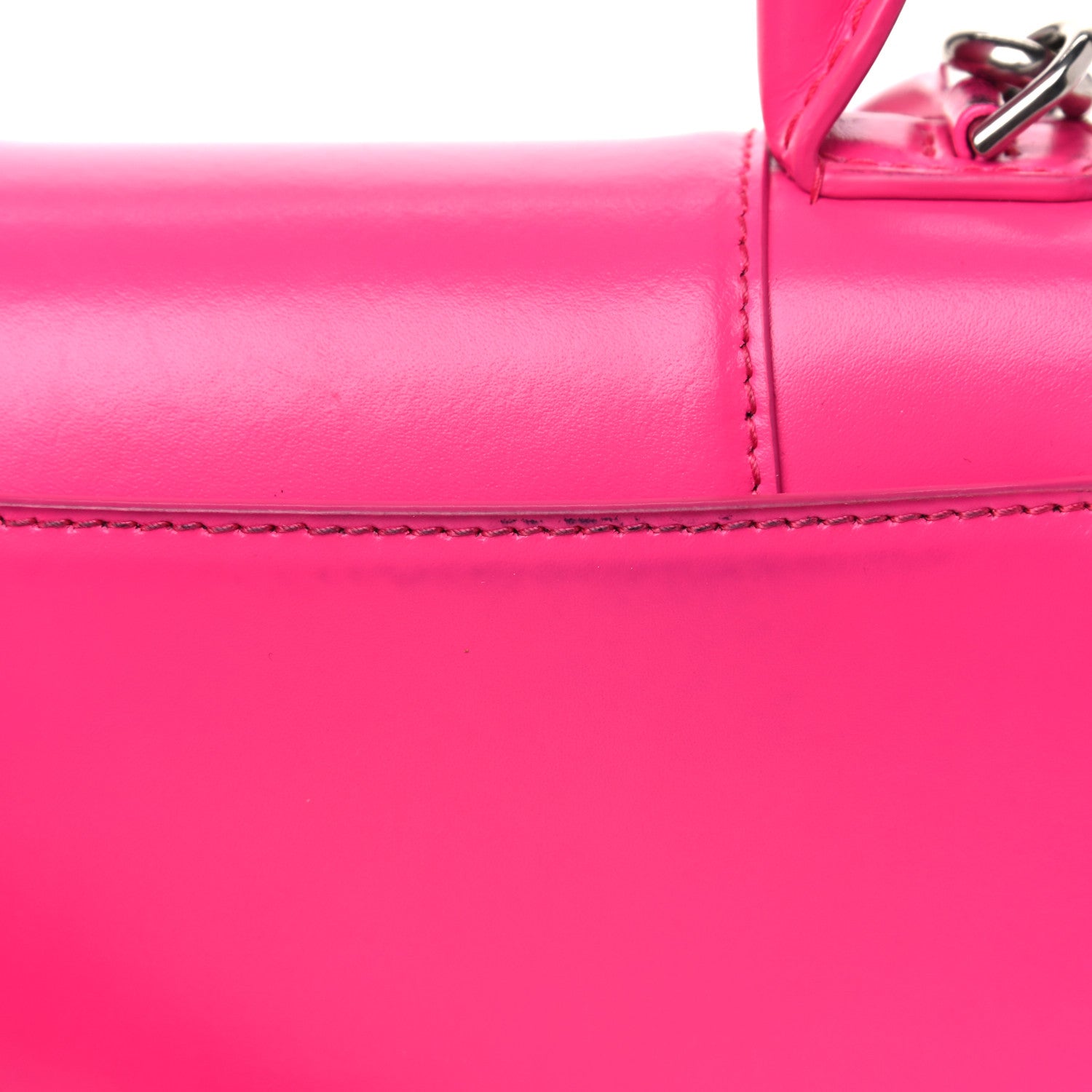 Balenciaga Shiny Box Calfskin Tonal B Hourglass Top Handle Bag XS Fuchsia 18 of 18