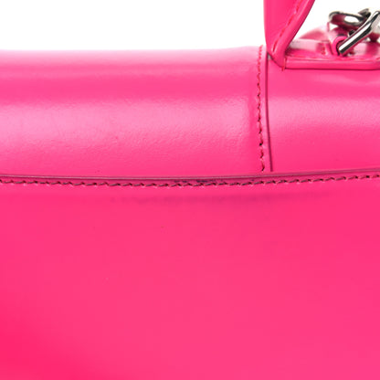 Balenciaga Shiny Box Calfskin Tonal B Hourglass Top Handle Bag XS Fuchsia 18 of 18