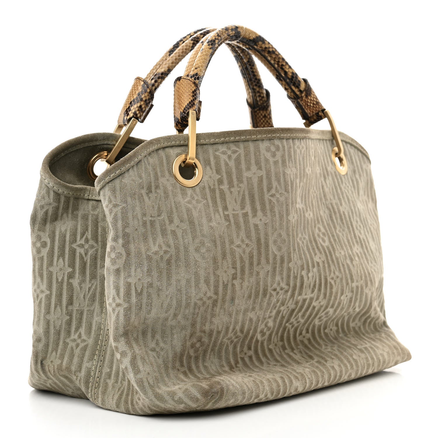 Louis Vuitton Suede Snakeskin Monogram Embossed Whisper PM Jade 3 of 13