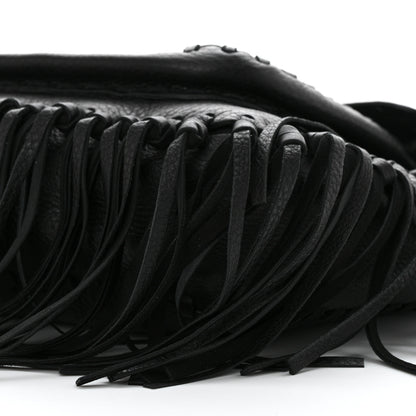 Valentino Garavani Grained Calfskin C Rockee Scarab Fringe Shoulder Bag Black 10 of 10