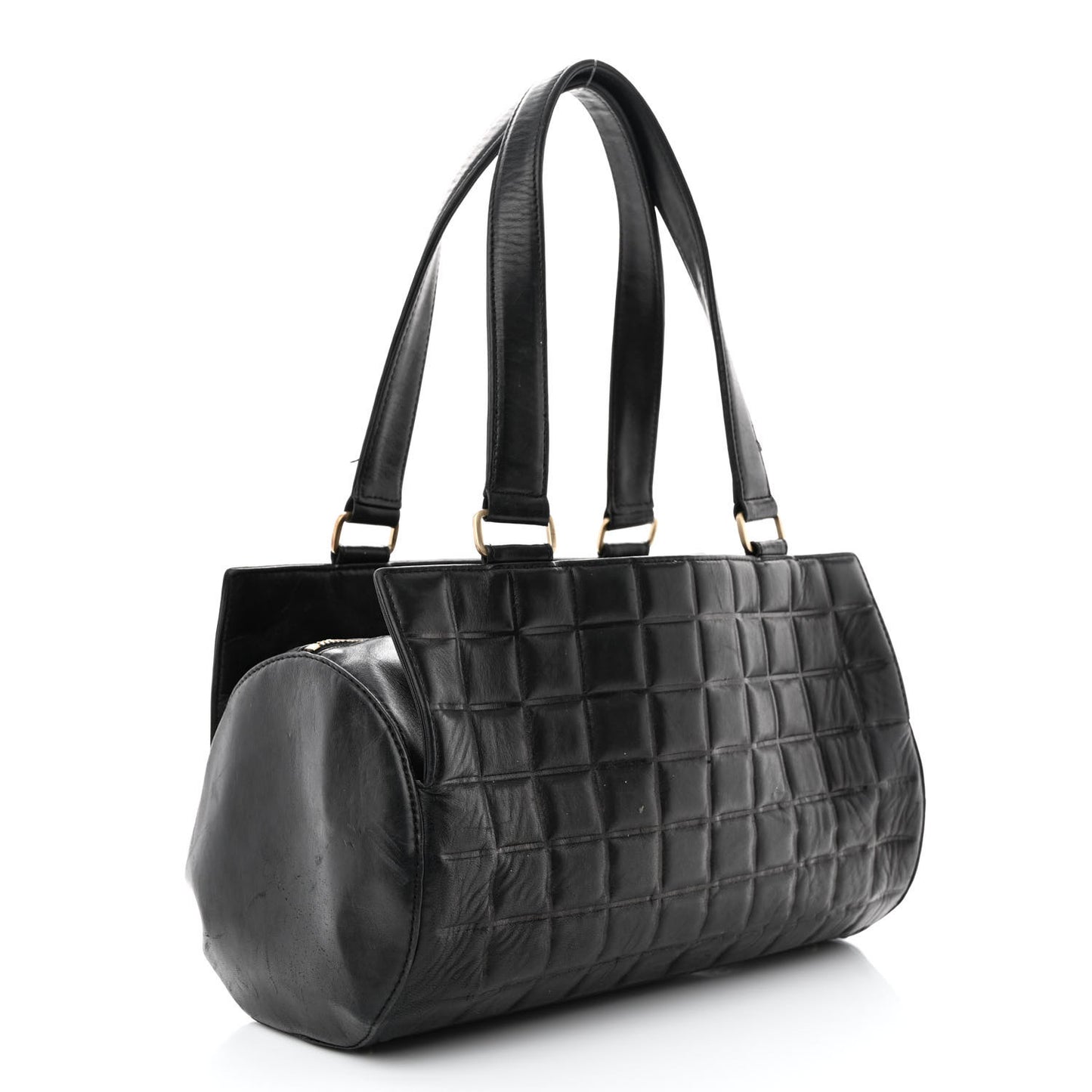 Lambskin Quilted Chocolate Bar Shoulder Bag Black