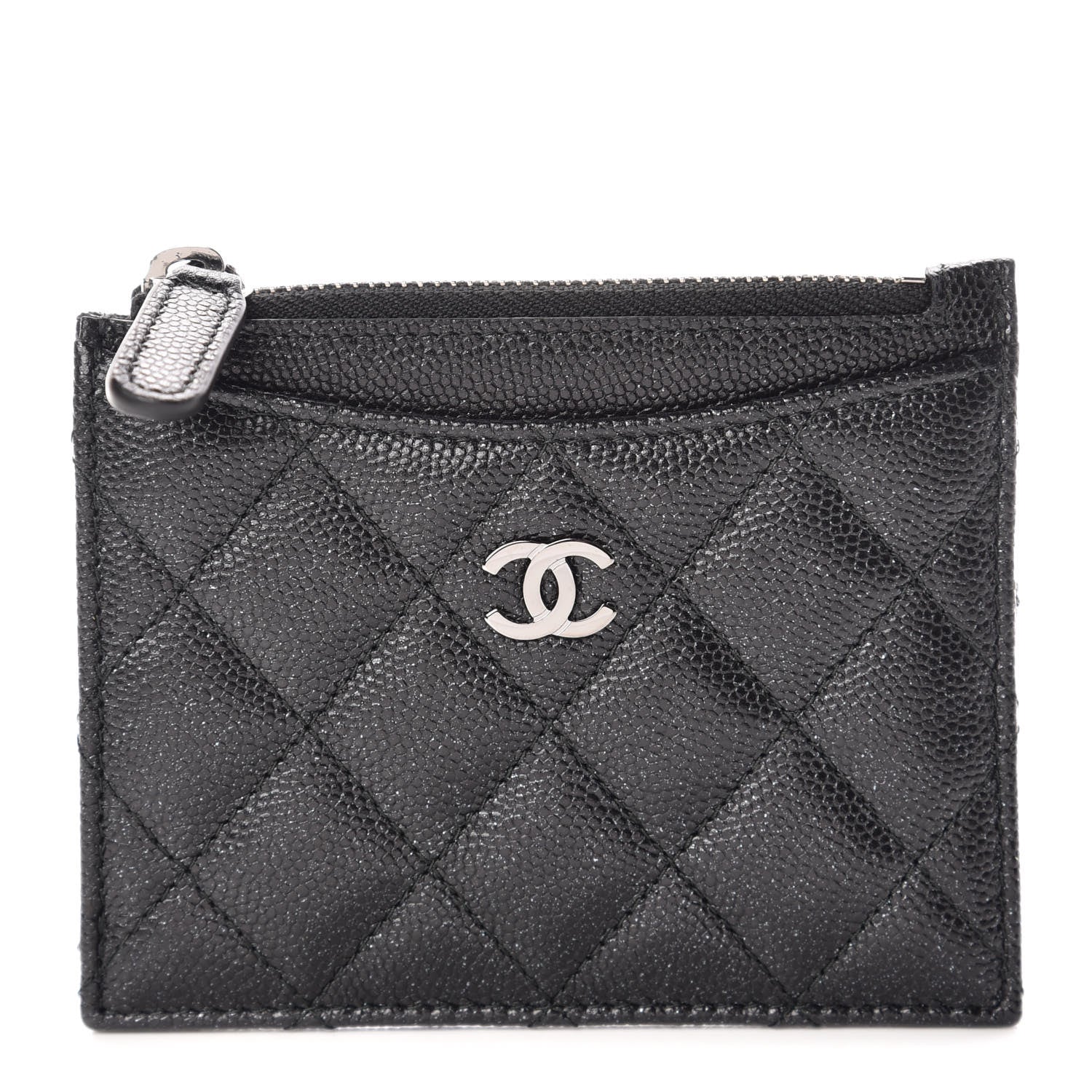Chanel Iridescent Caviar Quilted CC Zip Card Holder Black 1 of 8