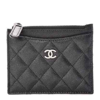 Chanel Iridescent Caviar Quilted CC Zip Card Holder Black 1 of 8