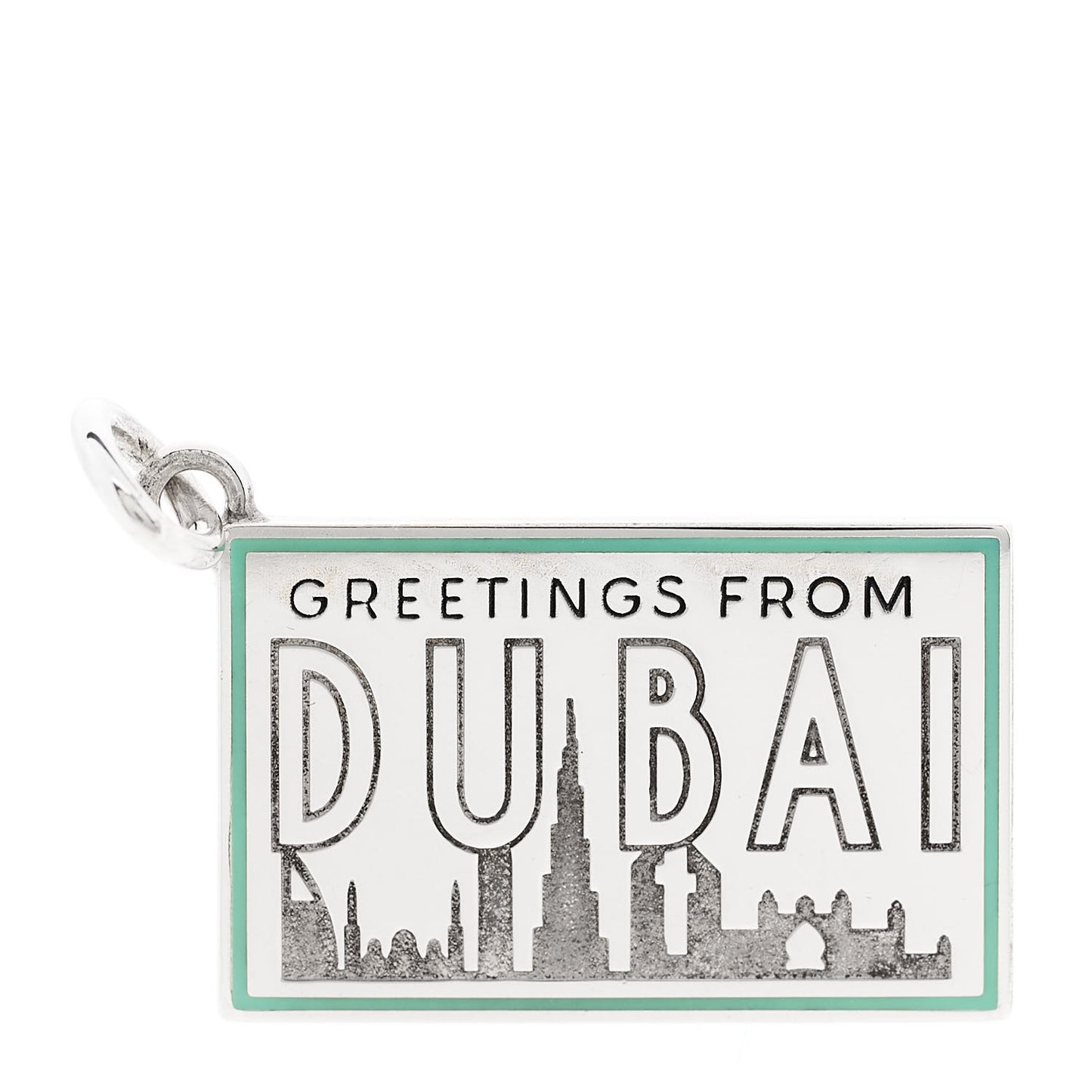 Sterling Silver Enamel Dubai Postcard Charm Blue