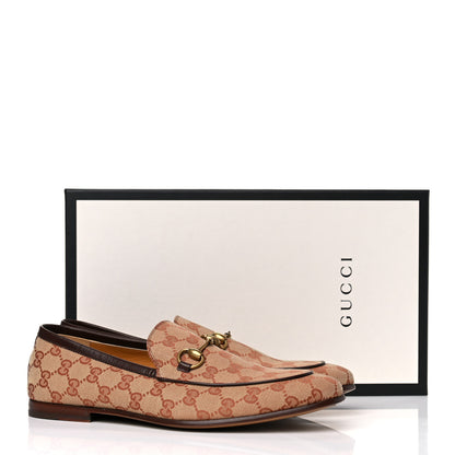 Gucci Canvas GG Monogram Horsebit Mens Jordaan Loafers 8 Beige Ruggine Light Brown 15 of 15