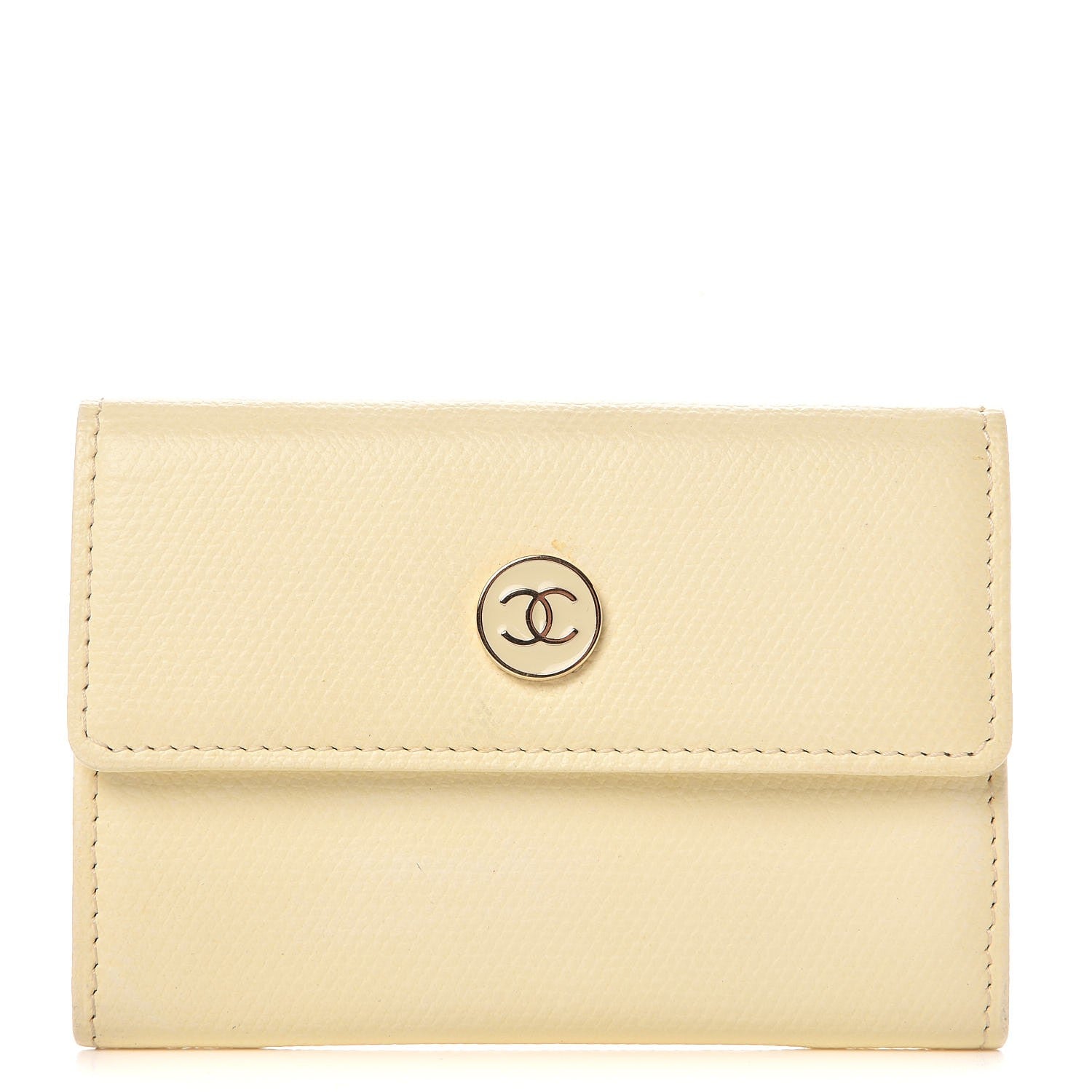 Chanel Grained Calfskin CC Button Card Holder Beige 1 of 10