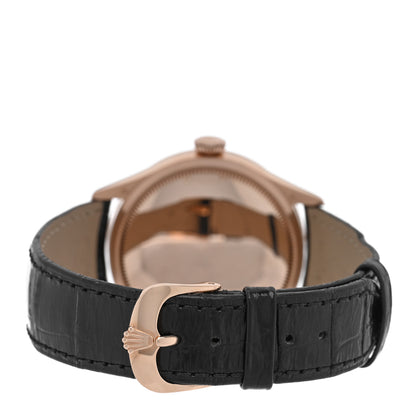 Rolex 18K Everose Gold Alligator 39mm Cellini Dual Time Watch Black 50525 3 of 4
