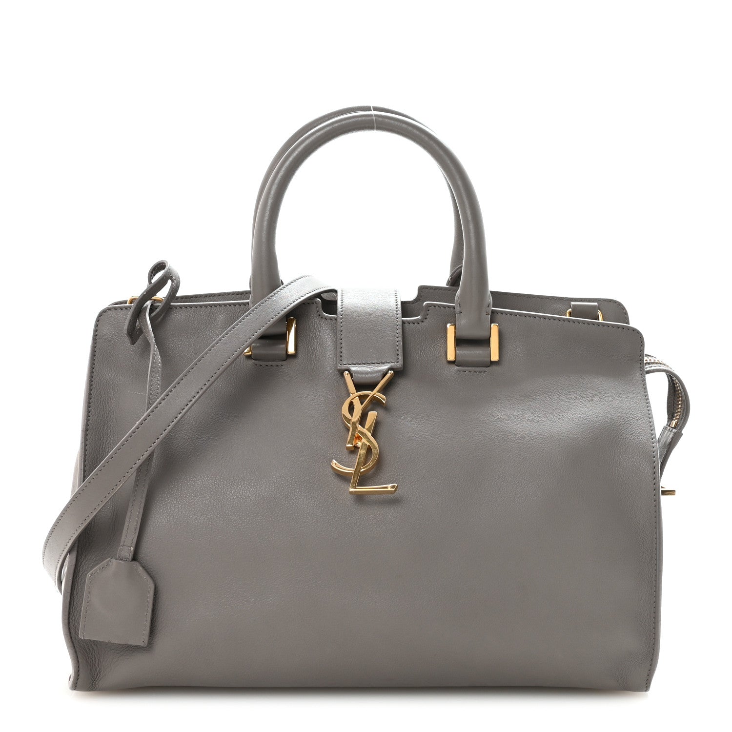 Saint Laurent Calfskin Small Monogram Cabas Fog 1 of 9