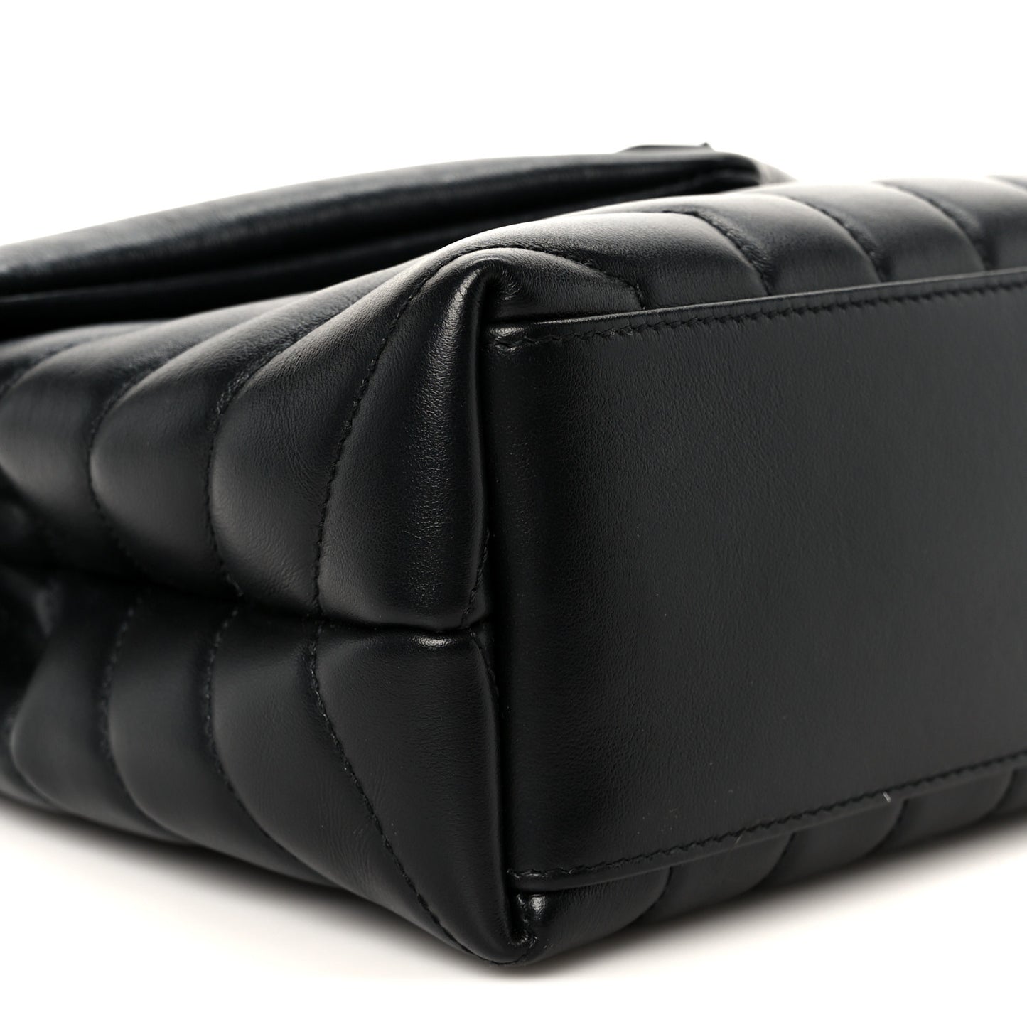 Calfskin Y Quilted Monogram Monochrome Small Loulou Chain Satchel Black
