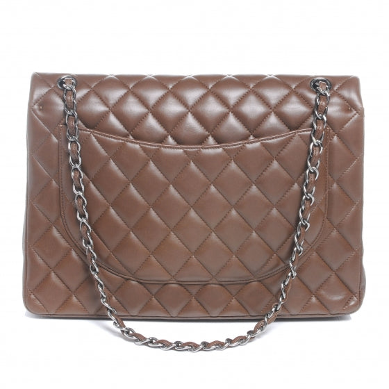 Lambskin Maxi Double Flap Brown