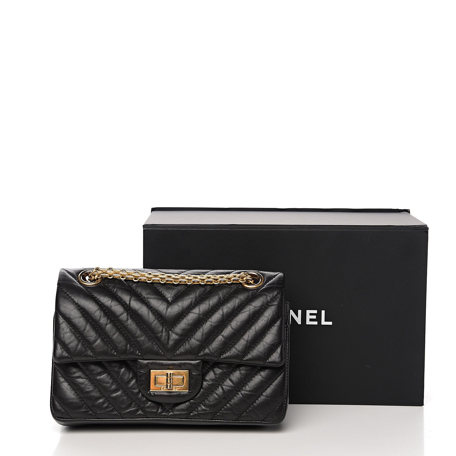 Chanel Aged Calfskin Chevron Quilted 2.55 Reissue 224 Flap Black 10 of 10