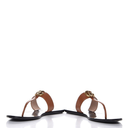 Gucci Calfskin GG Marmont Thong Sandals 42 Cognac 6 of 13
