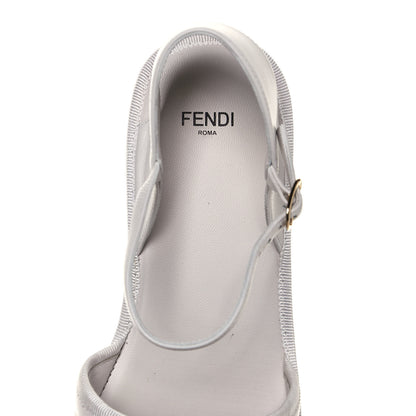Fendi Nappa FF Embossed Espadrille Platform Sandals 38 Snow 7 of 9