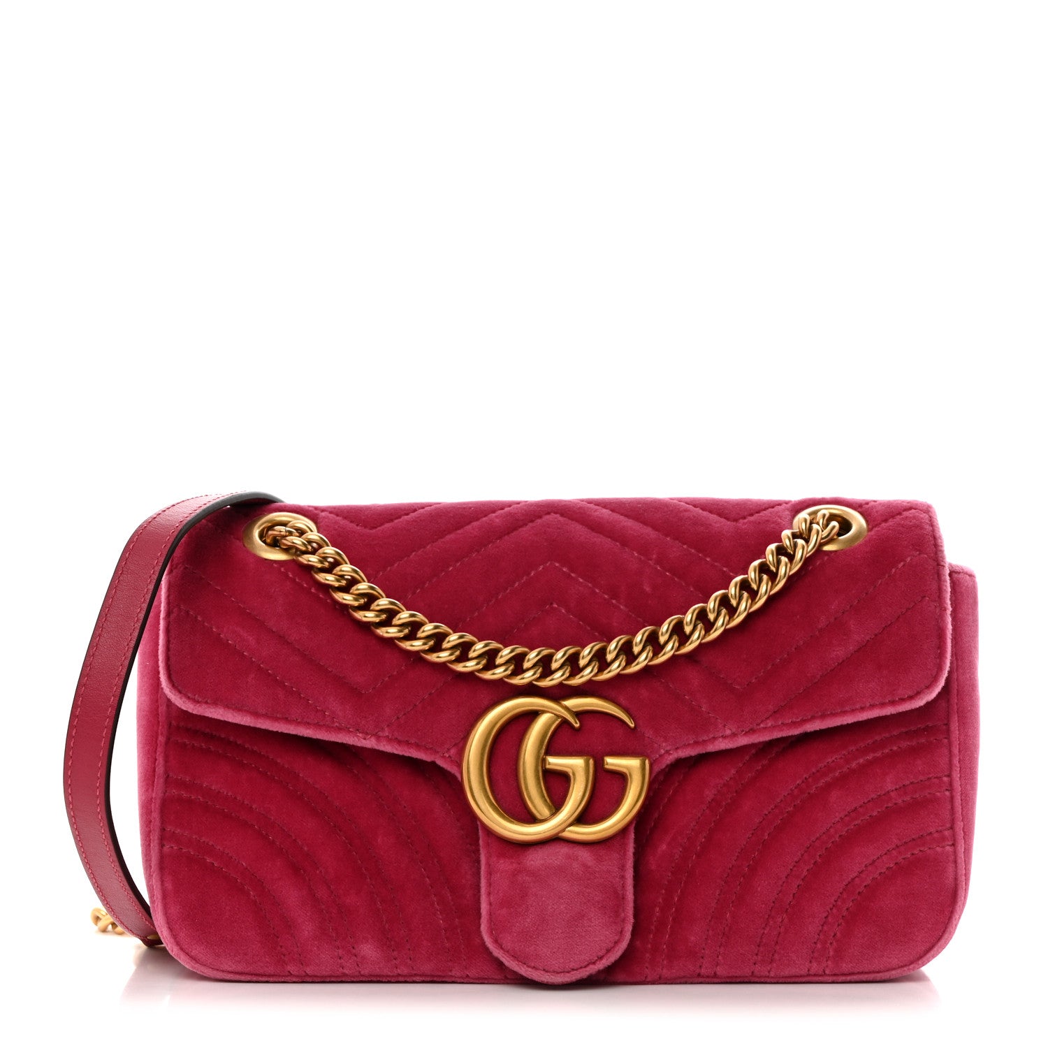Gucci Velvet Matelasse Small GG Marmont Shoulder Bag Light Raspberry Rose 1 of 10