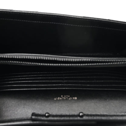 Saint Laurent Grain De Poudre Matelasse Chevron Monogram Monochrome Chain Wallet Black 5 of 10