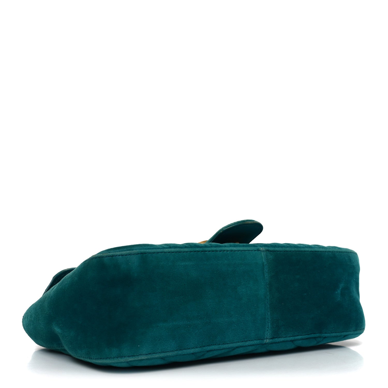 Gucci Velvet Matelasse Small GG Marmont Shoulder Bag Pavone Cyan 4 of 10