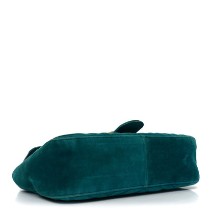 Gucci Velvet Matelasse Small GG Marmont Shoulder Bag Pavone Cyan 4 of 10
