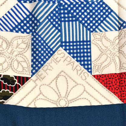 Hermes Cashmere Silk American Quilts Shawl 140 Marine Clair White 4 of 6