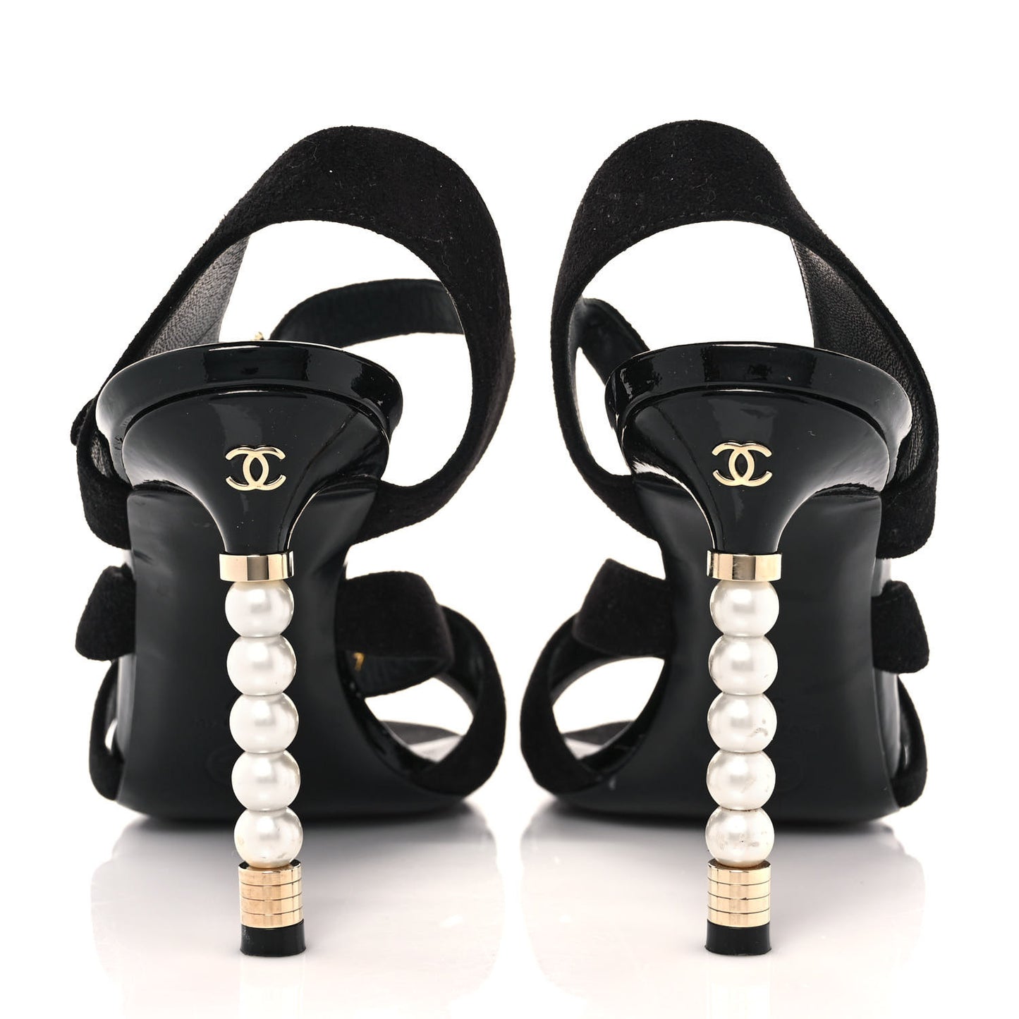 Kid Suede Patent Pearl Sandals 37 Black