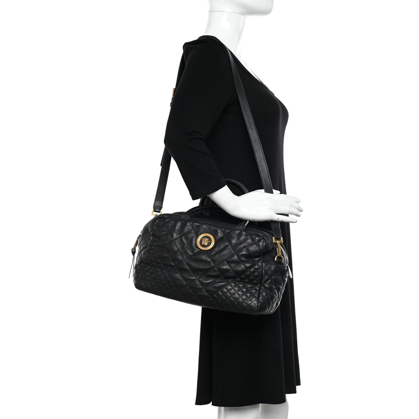Nappa Quilted Icon Bowler Bag Black