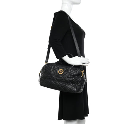 Versace Nappa Quilted Icon Bowler Bag Black 2 of 11