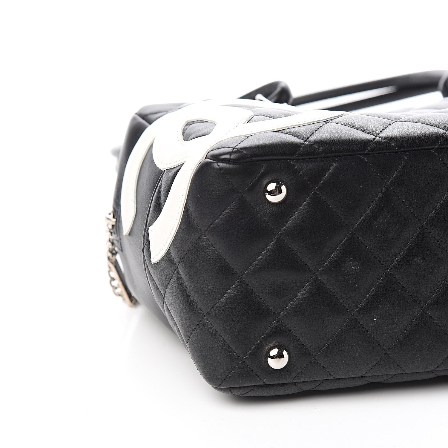 Chanel Calfskin Quilted Large Cambon Bowler Black White 7 of 10