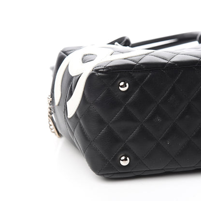 Chanel Calfskin Quilted Large Cambon Bowler Black White 7 of 10